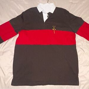 Cactus Jack Red and Black Casual Button Down Shirt